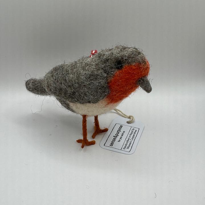 Actual product image sense&purpose Felt animal bird grey red (11 x 8 cm)