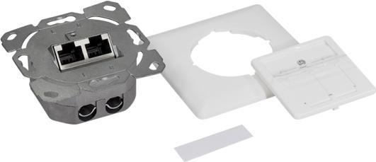 Produktbild LogiLink Cat.6A Netzwerkdose UP 2 x RJ45 geschirmt, signalweiss, senkrechte Kabelzuführung