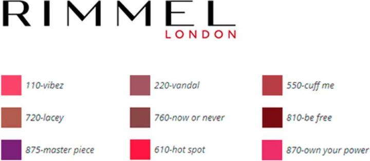 Valori nutrizionali e ingredienti Rimmel London Lip Art Graphic liner&liquid lipstick #810-be free (810 Be Free)