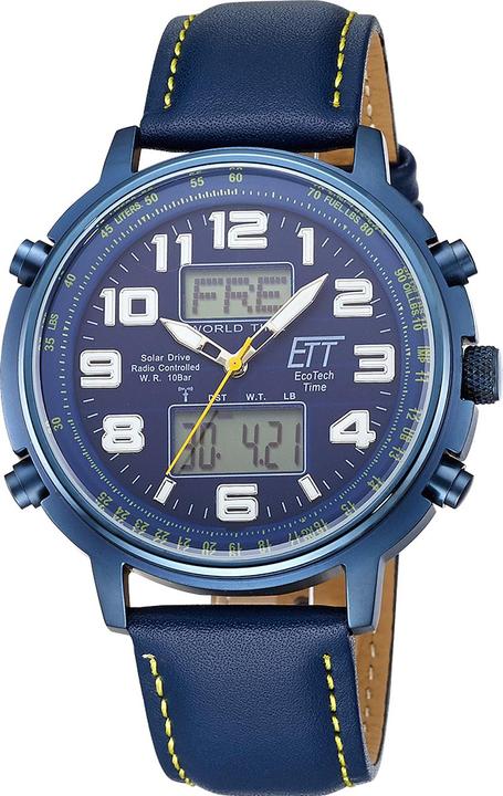 ETT EGS-11450-32L Solar Drive Funkuhr Hunter II Herrenuhr 48mm 10ATM (Funkuhr, Uhr mit Schmuckstein, 48 mm)