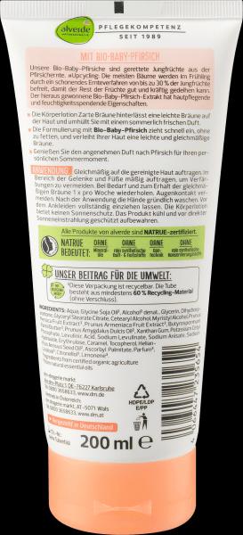 Produktbild dm alverde Körperlotion Zarte Bräune Bio-Pfirsich (Selbstbräunungsschaum)