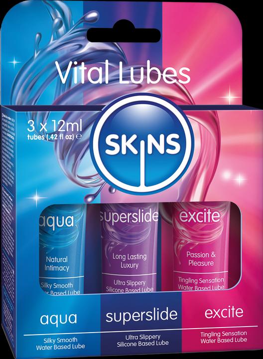 Produktbild Skins Vital Tubes: 3x12ml Gleitgel Mix für Abwechslung (36 ml)