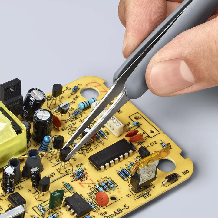 Image du produit Knipex Brucelles de précision avec poignées en caoutchouc ESD