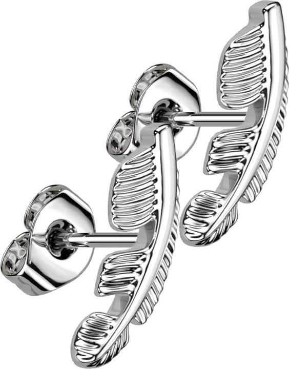 Star Piercing Ohrstecker Feder silber (ohne Messing, Chirurgenstahl 316L)