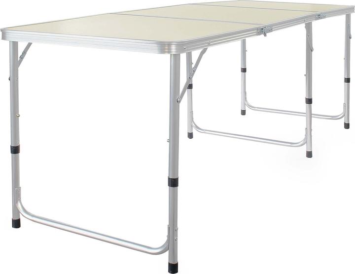 Wiltec Toboli Table de camping pliante 180x60x70cm réglable en hauteur Table de camping pliante