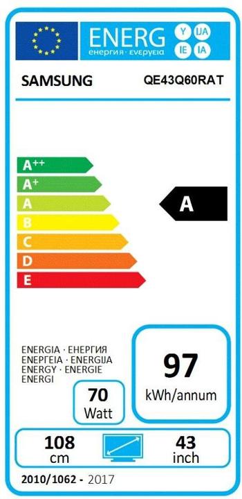 Energie-Label Samsung QE43Q60R (43", QLED, 4K, 2019)