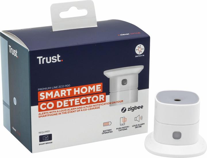 Image du produit Trust Smart Home Zigbee CO Detector ZCO-900 Détecteur de monoxyde de carbone blanc HxLxL 49x60x60 mm