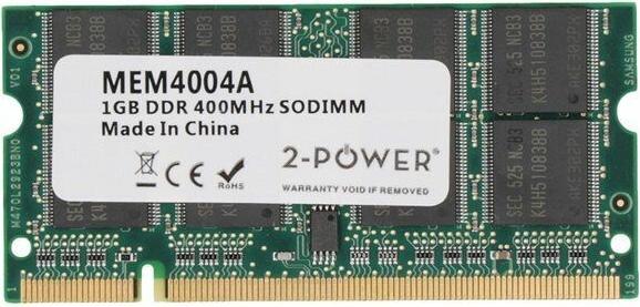 2-Power 1 Go PC3200 400 MHz SODIMM (1 x 1GB, 400 MHz, DDR-RAM, SO-DIMM)