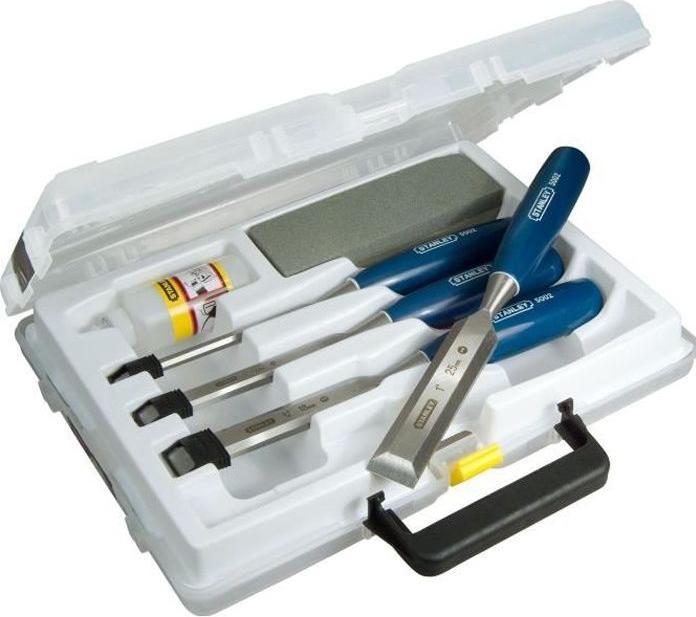Immagine prodotto Stanley 5002 Set di 4 scalpelli per smussare i bordi e pietra ad olio (25 mm)