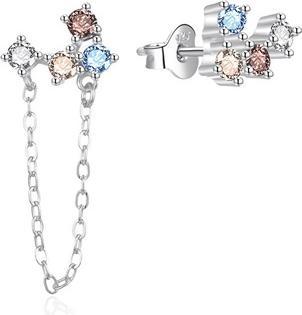 Produktbild Agato - Asymmetric silver earrings with zircons AGT-E106PC