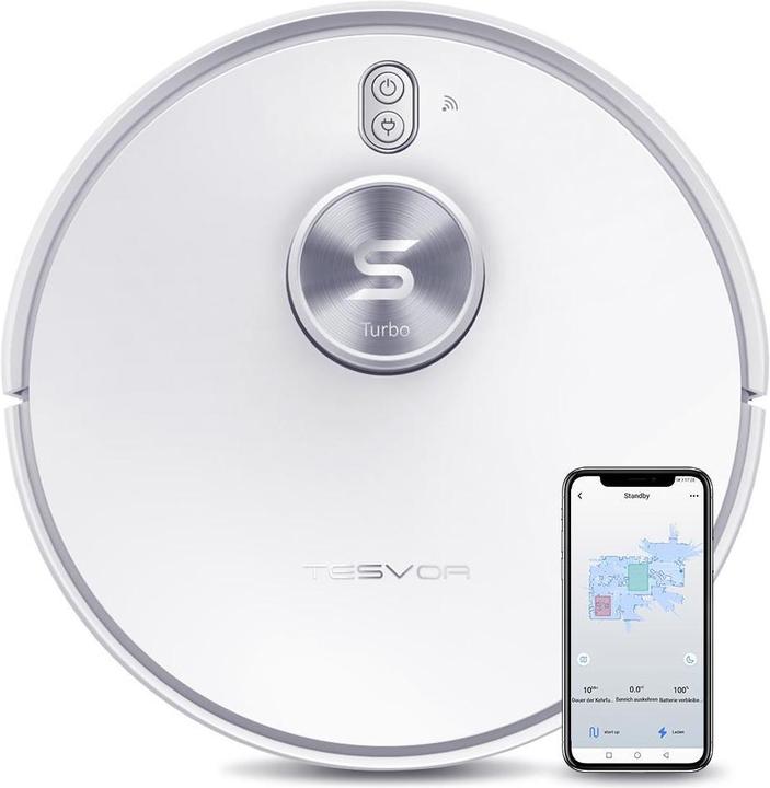 Tesvor Aspirapolvere - robot S6 Turbo, Bianco (Aspirazione robotica)