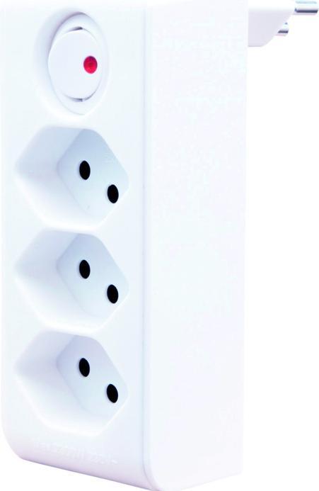 Brennenstuhl cleverLINE junction plug 3-way white with switch, rotatable up to 300° (with hanger) *CH* (Type 13, 3 x)