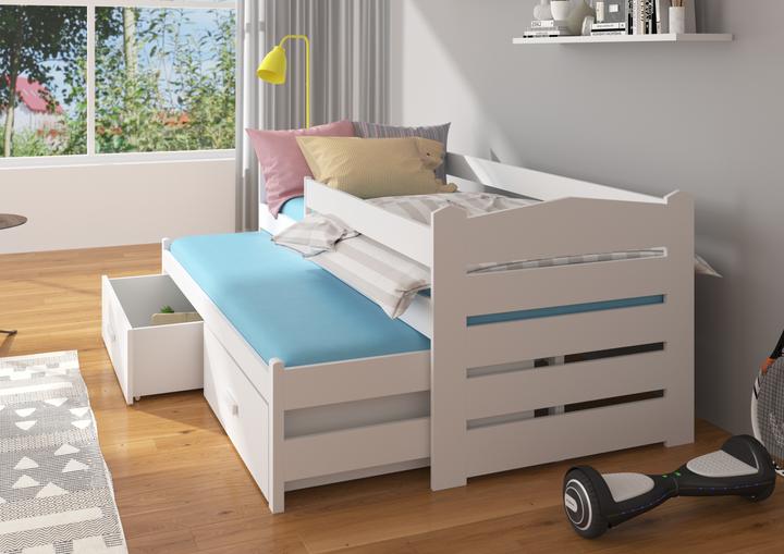 Produktbild ADRK Furniture Doppelbett mit Geländer und Matratzen TIARRO 180x80 (180 x 80 cm)