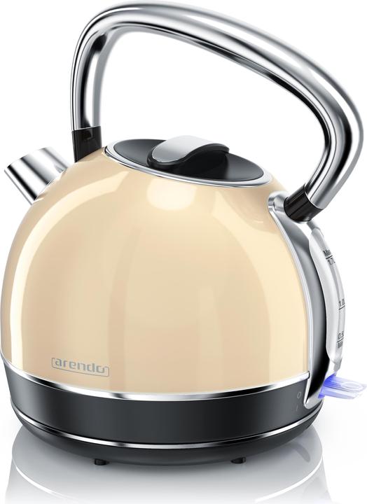 Actual product image Arendo Kettle 1.7 l, 2200 W, stainless steel, retro style, vintage, overheat & dry boil protection, beige (1.70 l)