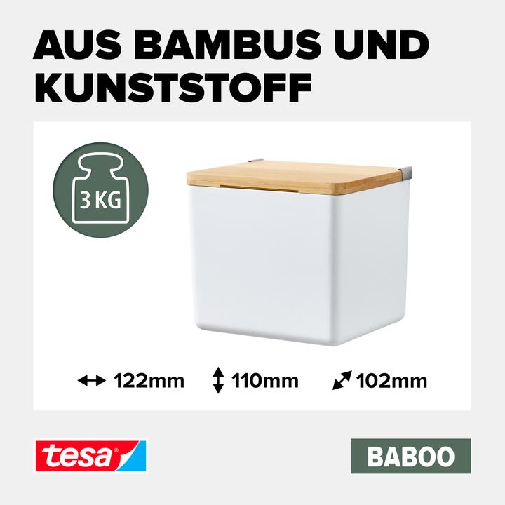 Actual product image tesa BABOO storage box with lid, small incl. adhesive solution without drilling