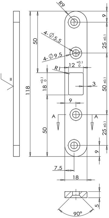Productafbeelding OK-Line Deadbolt vlakke sluitplaten (Opvallende plaat)