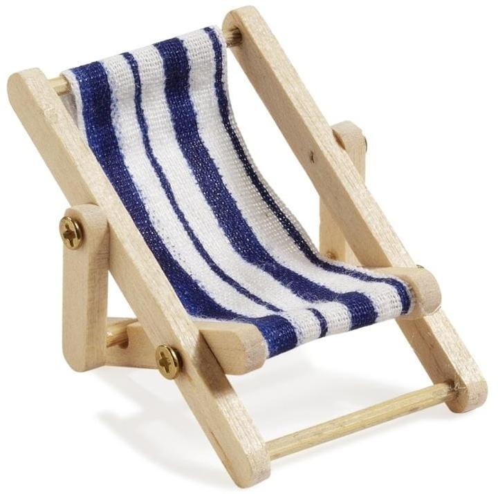 Hobby Fun Mini-Mobilier Chaise longue 5 x 3.5 cm, Bleu/Blanc