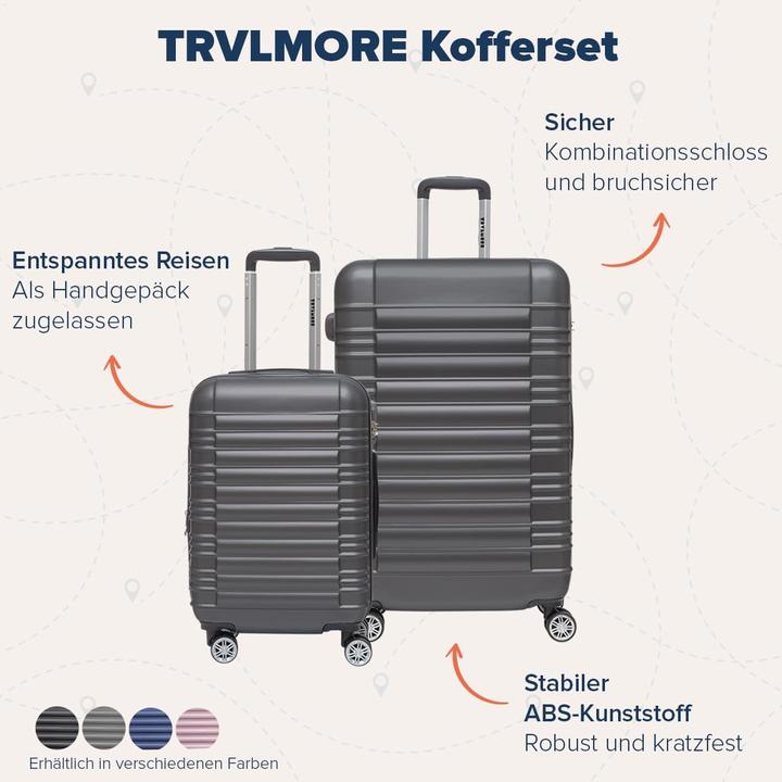 Actual product image Trvlmore 2-teiliges Kofferset (110 l, Hand luggage (up to 50 litres), L (90 - 115l))