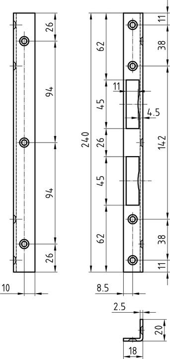 Actual product image Glutz Angle striking plates B-1307 (Door handle)