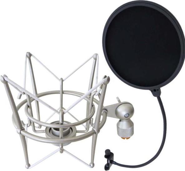 Actual product image keepdrum MS089SV Silver Microphone Spider with Pop Shield