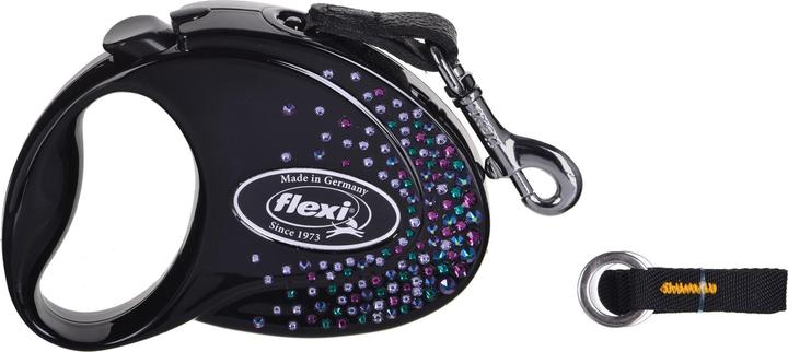 Productafbeelding Flexi Glam Splash Mystic met Swarovski-kristallen S - Intrekbare hondenriem - 3 m - Zwart (S, Hond, Algemeen)