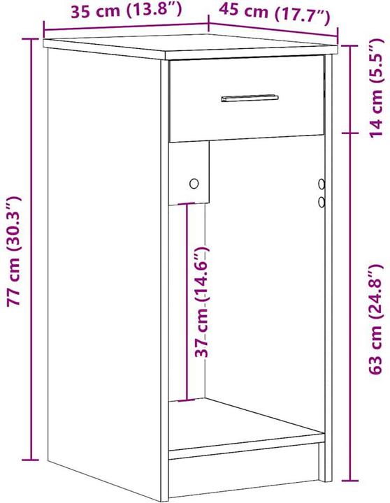Image du produit VidaXL Armoire informatique avec tiroir aspect chêne brun 35x45x77 cm Armoire PC (35 x 45 x 77 cm)