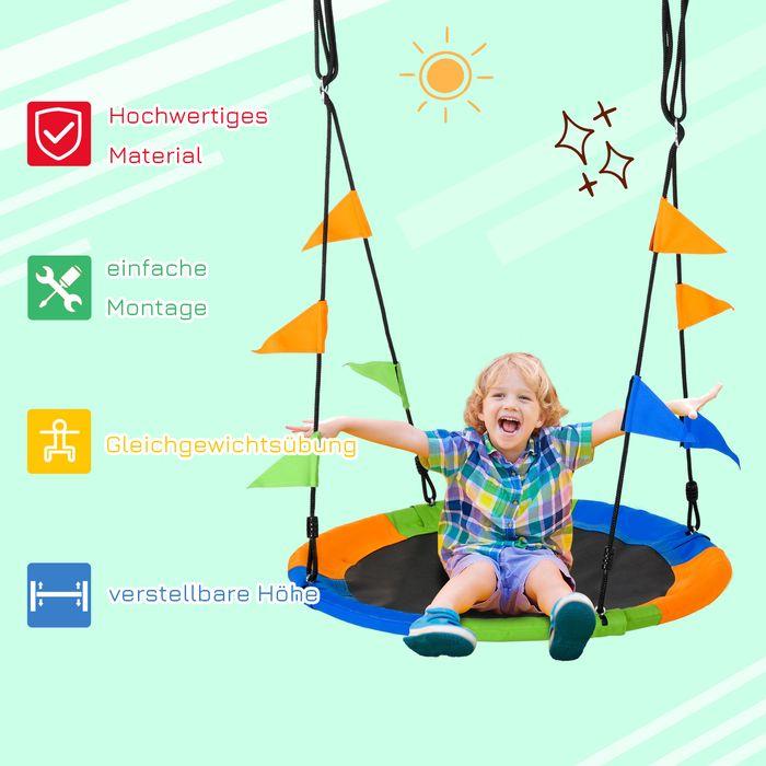 Produktbild Swisshandel24 Ø100 cm Nestschaukel Tellerschaukel Kinderschaukel Gartenschaukel bis 80 kg Outdoor belastbar für 3+