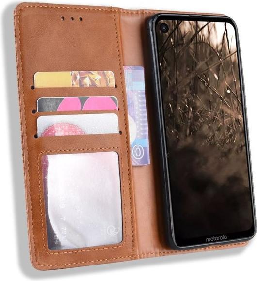 Produktbild MU Style Vintage Style Leder Bookcover Hülle (Motorola One Vision)