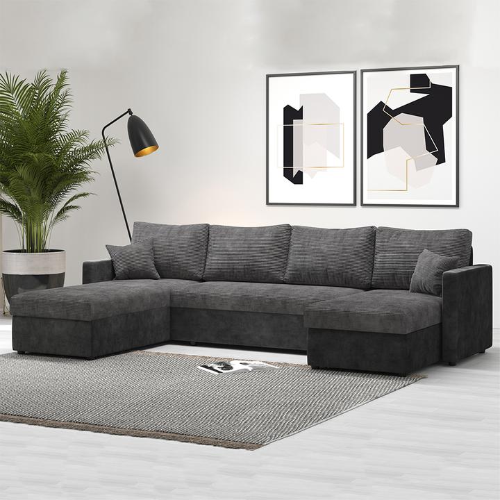 Produktbild VitaliSpa Sofa L Form, Dunkelgrau/Hellgrau, 290 x 185 cm mit Bettkasten