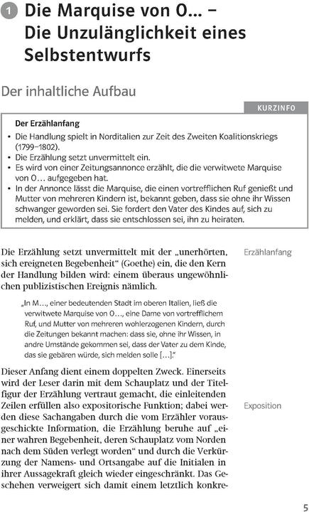 Produktbild Lektürehilfen Heinrich von Kleist "Die Marquise von O.../Das Erdbeben in Chili" (Deutsch, 2017)