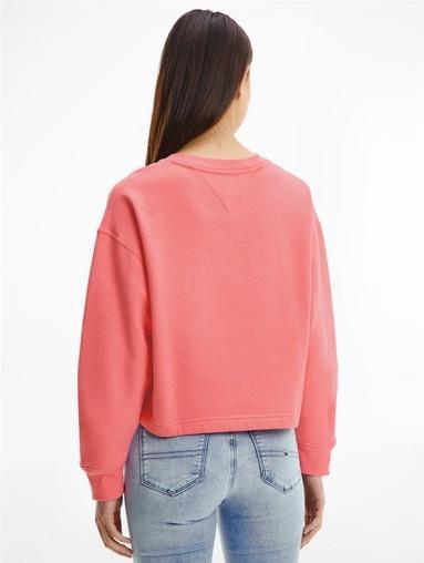 Actual product image Tommy Hilfiger Tommy Jeans Long Sleeve Sweatshirt Round Neck Logo Embroidery Pink Size S (S)