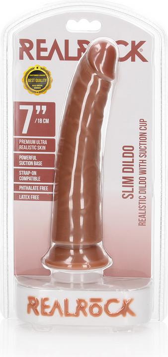 Actual product image RealRock Slim Realistic Dildo with Suction Cup - 7"/ 18 cm