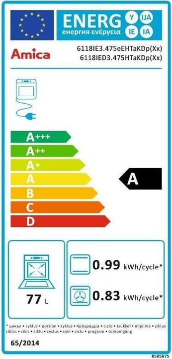Etichetta energetica Amica 6118IED3.475HTaKDp