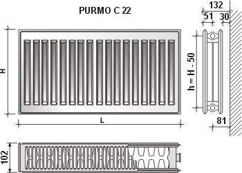 Produktbild Purmo Radiator Compact C 22, 500-600, side connection