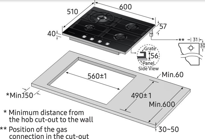 Produktbild Samsung Gas hob NA64H3031AK