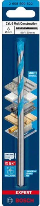 Immagine prodotto Bosch Professional Zubehör Trapano multi-costruzione EXPERT CYL-9, 8 x 90 x 150 mm (8 millimetri)