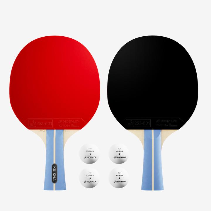 Kuikma Set 2 Tischtennisschläger - TTR 100 Vielseitig 3* ITTF Schule und Bälle