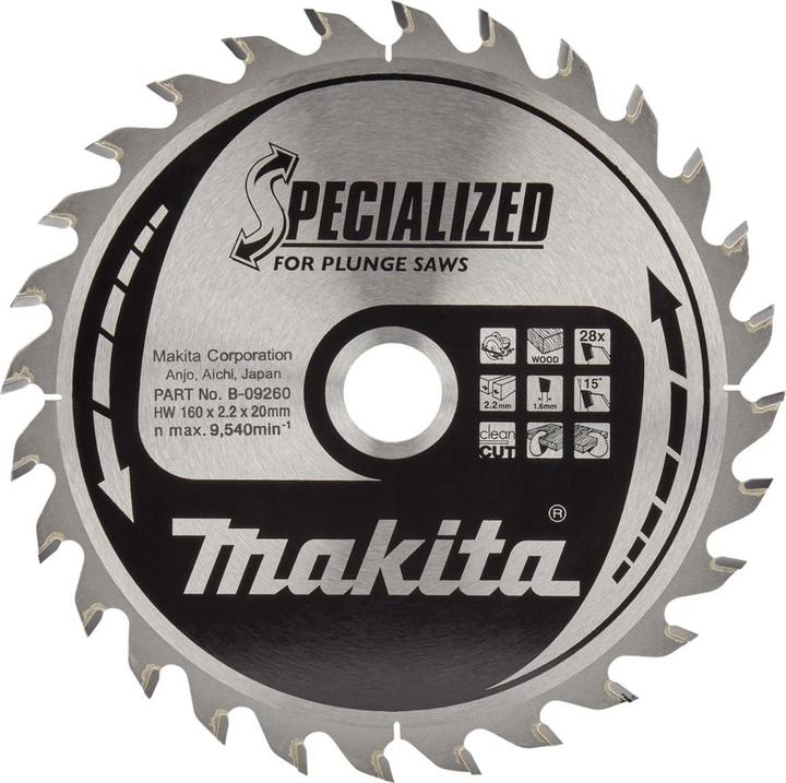 Produktbild Makita B-09260 Kreissägeblatt für Holz (Tauchsäge)