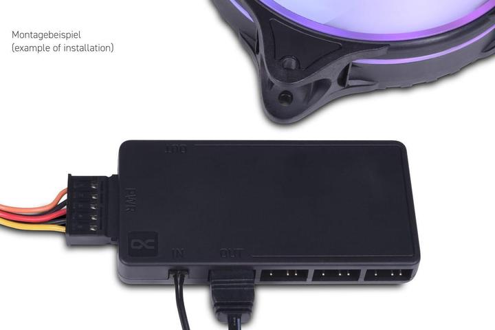 Actual product image Alphacool Core 11x 3-pin DRGB splitter - black (11 Fan)