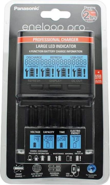 Image du produit Panasonic Chargeur Eneloop BQ-CC65 avec écran LCD, 8 eneloop AAA Micro et AccuCell AkkuBox Blue (8 pcs, AAA, Piles rechargeables + chargeur)