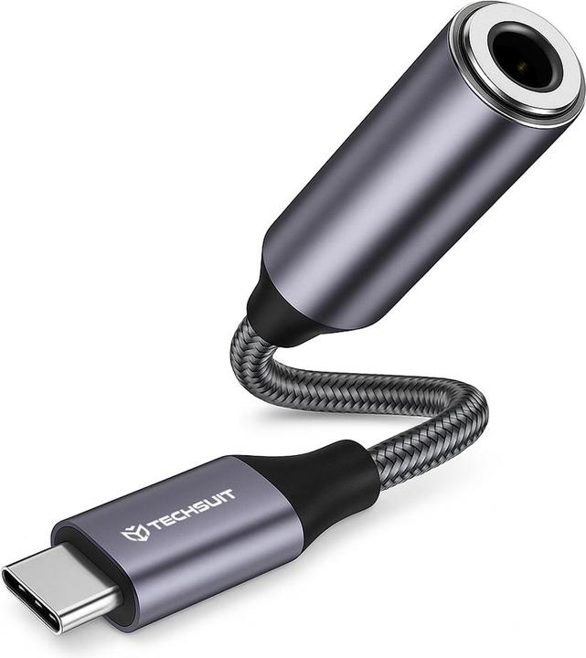 Immagine prodotto Techsuit - Premium Cable Adapter MusicDoX (AC8) - 3.5mm to Jack, Hi-Fi Sound, 3A, ABS, 0.1m - Gray (Convertitore videocamera)