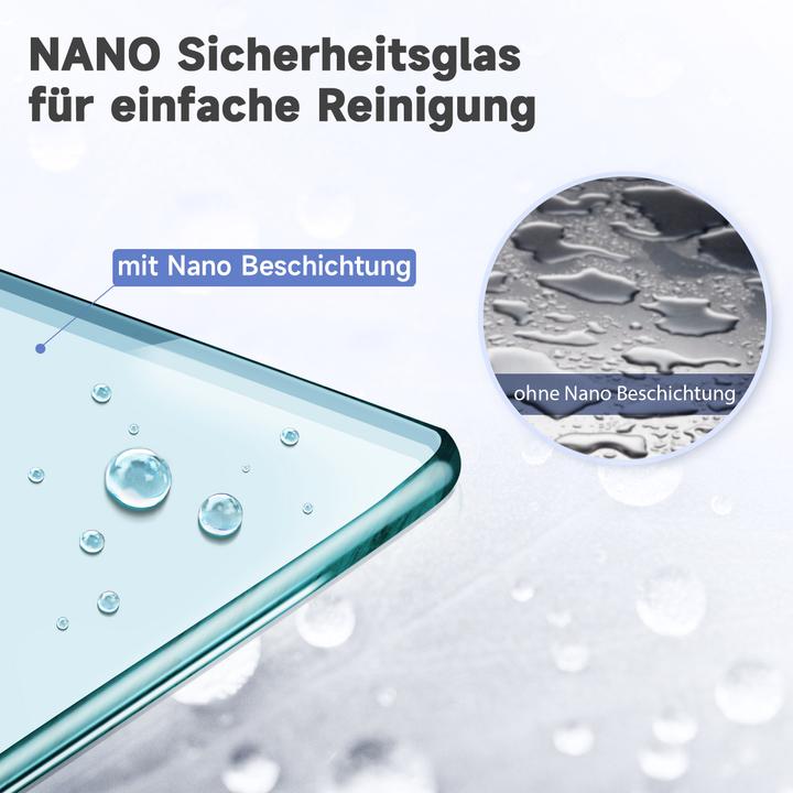 Immagine prodotto SONNI Duschtr H?ngetr Duschwand Drehtr ohne Rahmen, NANO Glas 86x185 cm (86 cm, 86 cm, 185 cm)
