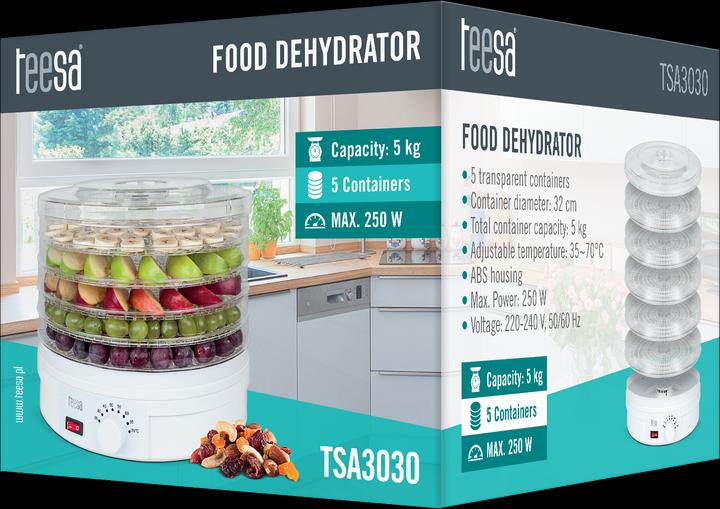 Actual product image Teesa TSA3030 Mushroom, vegetable and fruit dryer, 5 trays, 250 W