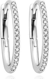 Actual product image Agato Silver oval earrings with zircons AGUC3529/15