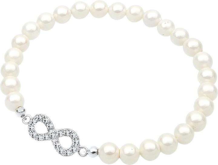 Actual product image Elli Bracelet Infinity Pearl Crystals 925 Silver (18 cm, Glass crystal, Shell beads, Plastic, 925 sterling silver)