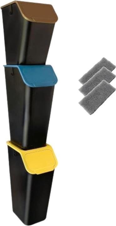 Go Practic Stapelbares 3er-Set Mülleimer (95 l)