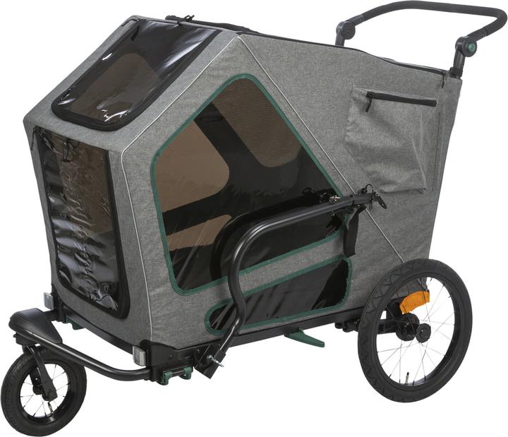 Produktbild Trixie Fahrrad-Anhänger L, 80×103×98/147 cm, Grau/Salbei (Hund, Reflektoren, Komplett zu öffnen)