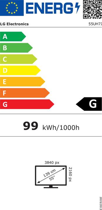 Energie-Label LG Public Display 55UH7J-H 55 (3840 x 2160 Pixel, 55")