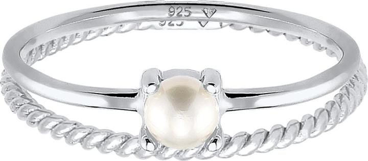 Actual product image Elli PREMIUM Ring Ring Set Pearl Twisted 925 Silver (58, 925 Silver)
