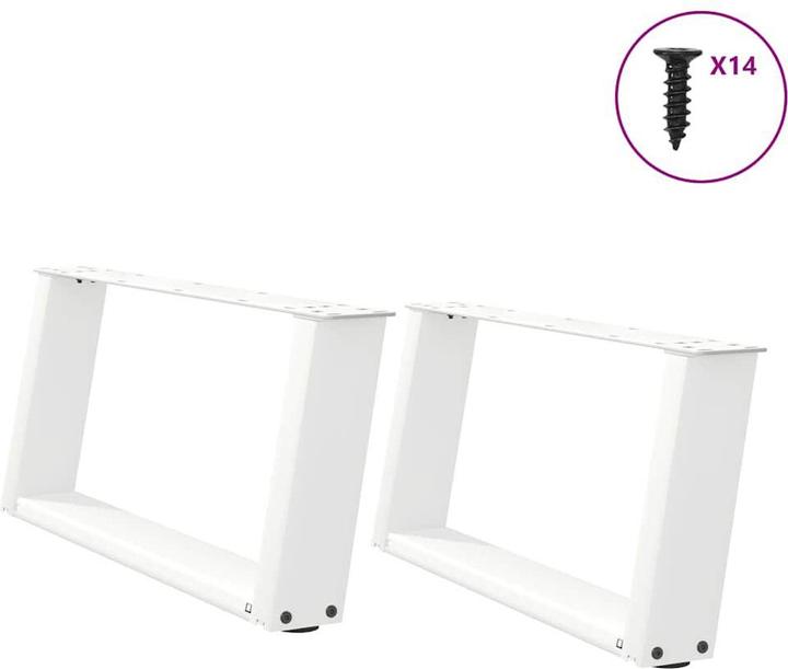 Image du produit VidaXL Pieds de table basse en U 2 pcs. Blanc 60x(30-31) cm Pied de table en acier
